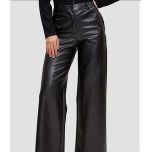 Lattelier Black Faux Leather Wide Leg Pants Women’s Size M